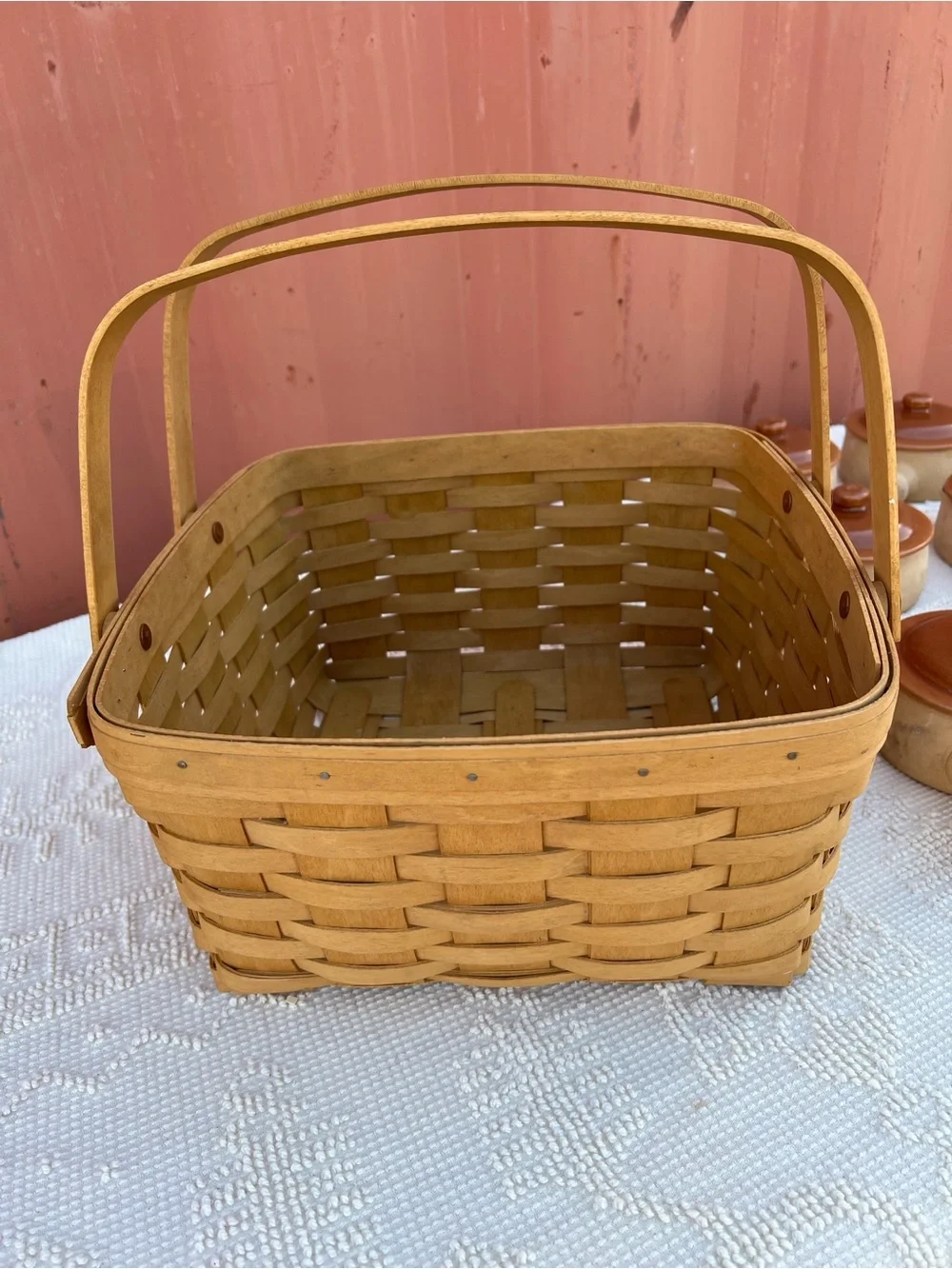 Longaberger 2004 Handwoven Wooden Market Basket - Natural Honey Brown